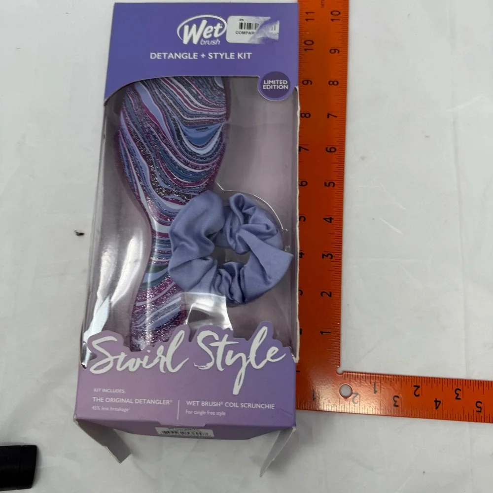 Wet Brush Swirl Style Detangle + Style Kit Purple Blue Marble Glitter ZWRSWRLSTL